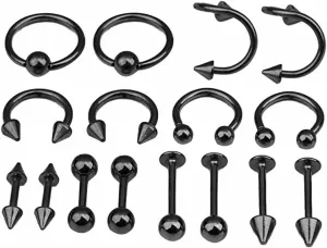 KESYOO Tongue Ring Studs Nose Jewelry Piercing Jewelry Body Jewlery Women Piercing Jewellery Tongue Bar Black