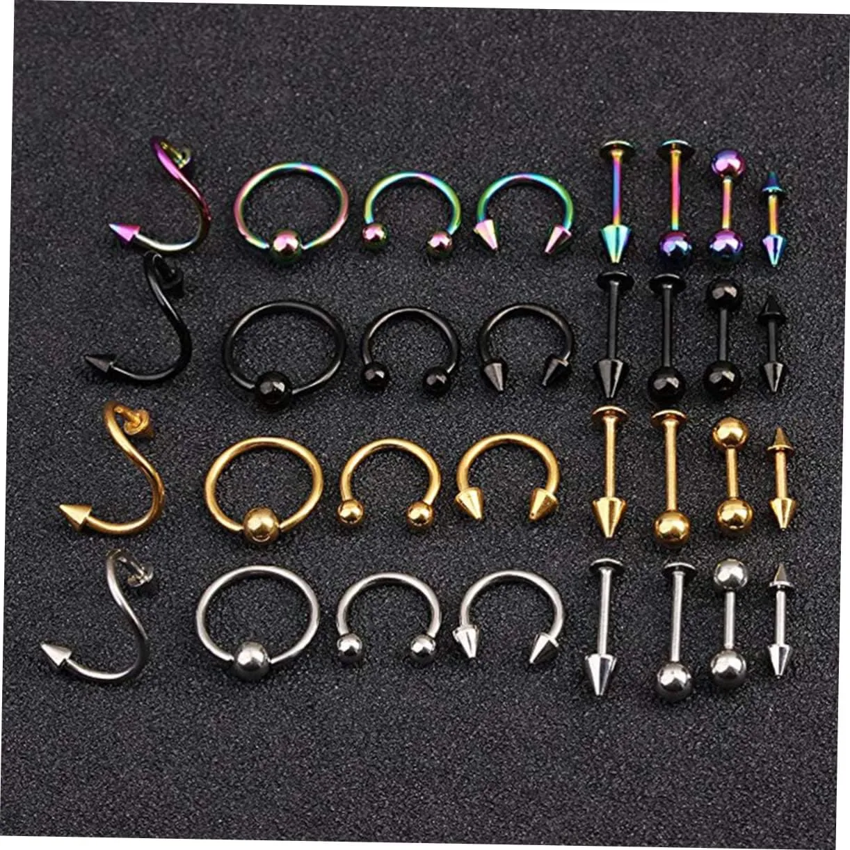 KESYOO Tongue Ring Studs Nose Jewelry Piercing Jewelry Body Jewlery Women Piercing Jewellery Tongue Bar Black