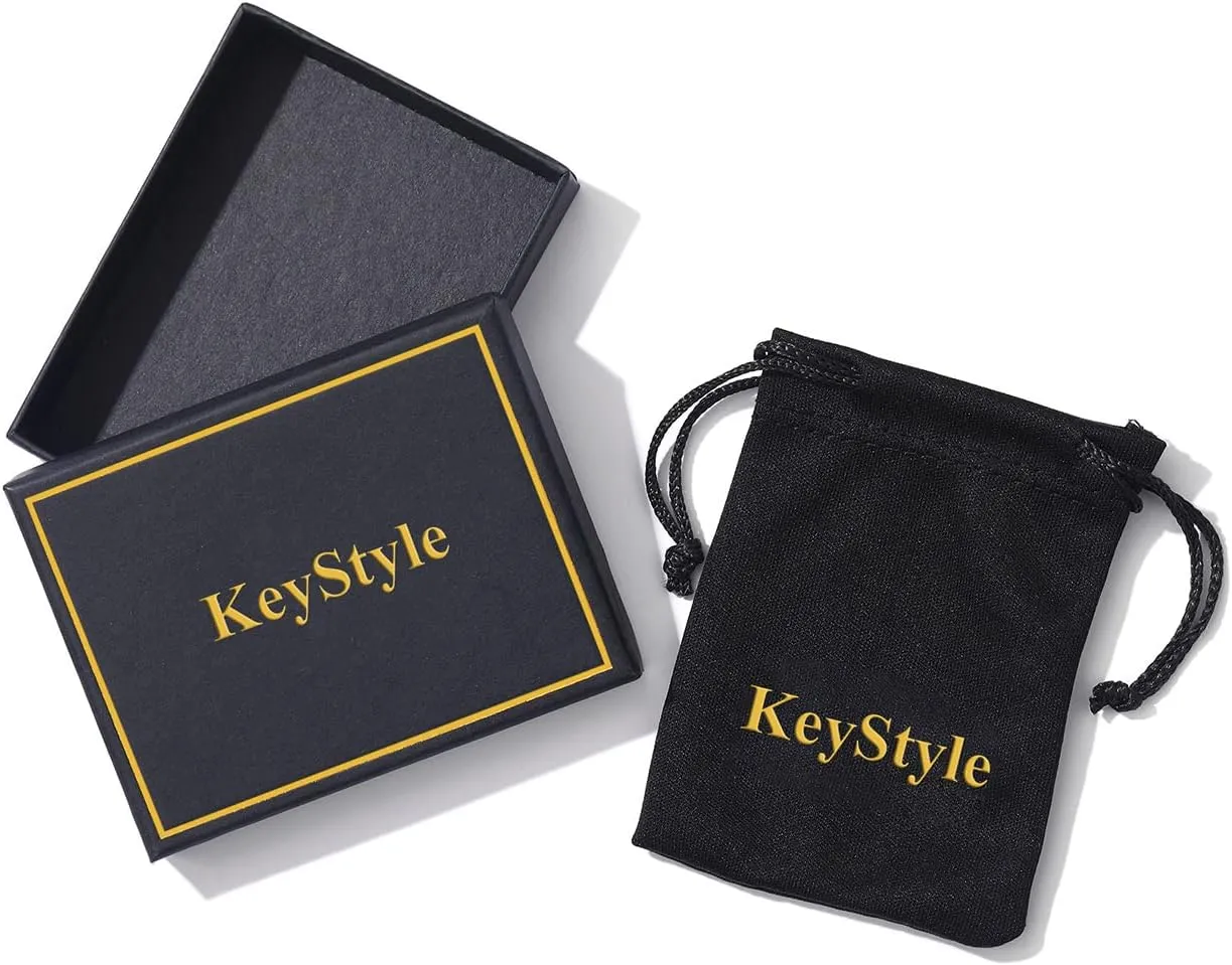 KeyStyle Square Gemstone Signet Rings for Men, Personalized Stainless Steel Pinky Ring with Black Onxy Blue Topaz Birthstone Statement Ring