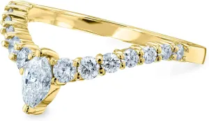 Kobelli Chevron Marquise Point Diamond Ring 14k Yellow Gold