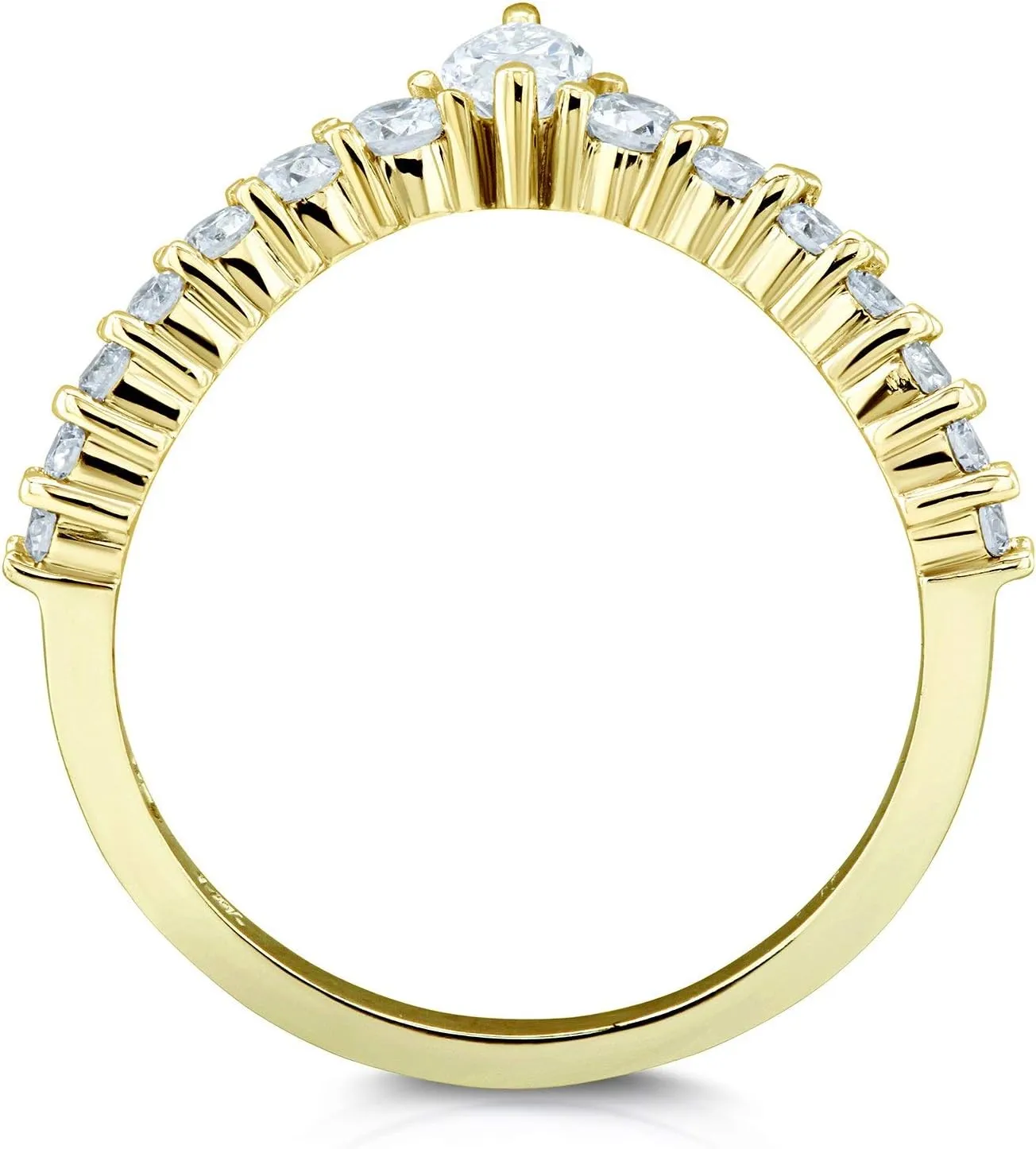 Kobelli Chevron Marquise Point Diamond Ring 14k Yellow Gold