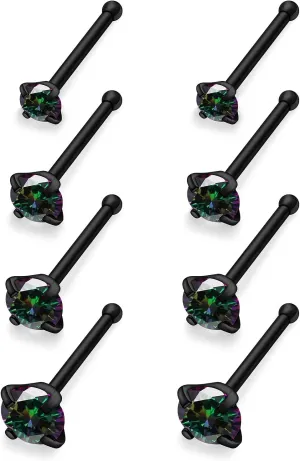 Kridzisw 18G 20G Nose Rings Studs Stainless Steel Cubic Zirconia Nose Nostril Piercing Jewelry for Women Men CZ Size 1.5mm 2mm 2.5mm 3mm