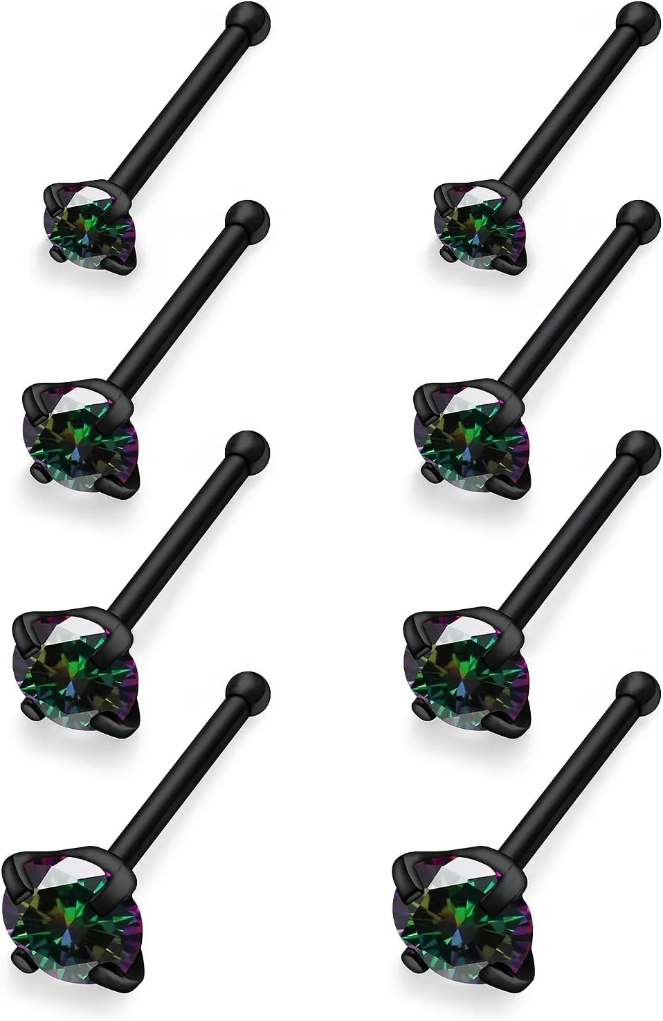Kridzisw 18G 20G Nose Rings Studs Stainless Steel Cubic Zirconia Nose Nostril Piercing Jewelry for Women Men CZ Size 1.5mm 2mm 2.5mm 3mm
