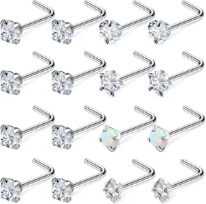 Kridzisw 20G 18G 16G Push in Flat Back Nose Rings Studs Lip Labret Jewelry Hypoallergenic 316L Stainless Steel Tragus Cartilage Helix Earrings Piercing Jewelry for Women Men 6mm 7mm 8mm Bars