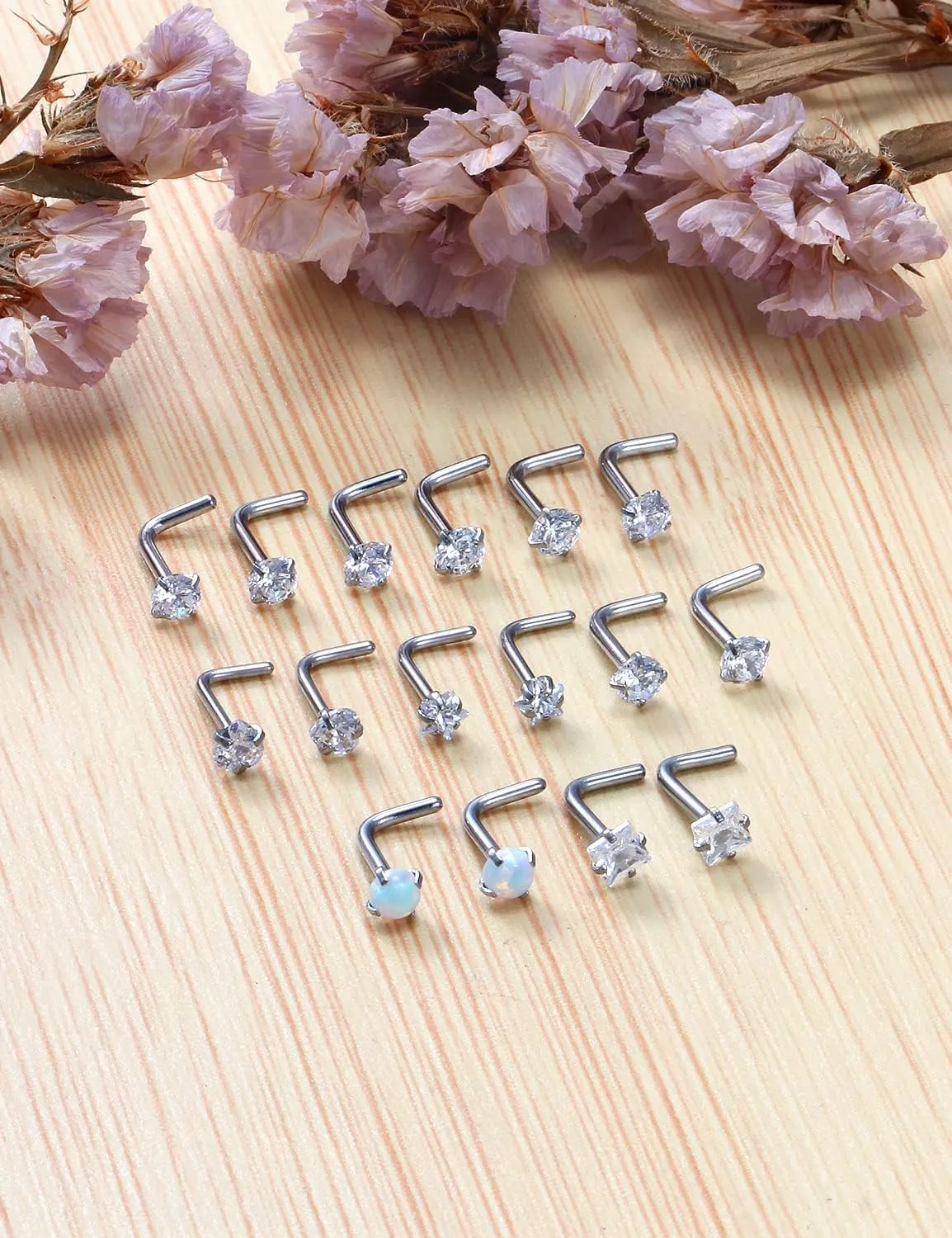 Kridzisw 20G 18G 16G Push in Flat Back Nose Rings Studs Lip Labret Jewelry Hypoallergenic 316L Stainless Steel Tragus Cartilage Helix Earrings Piercing Jewelry for Women Men 6mm 7mm 8mm Bars