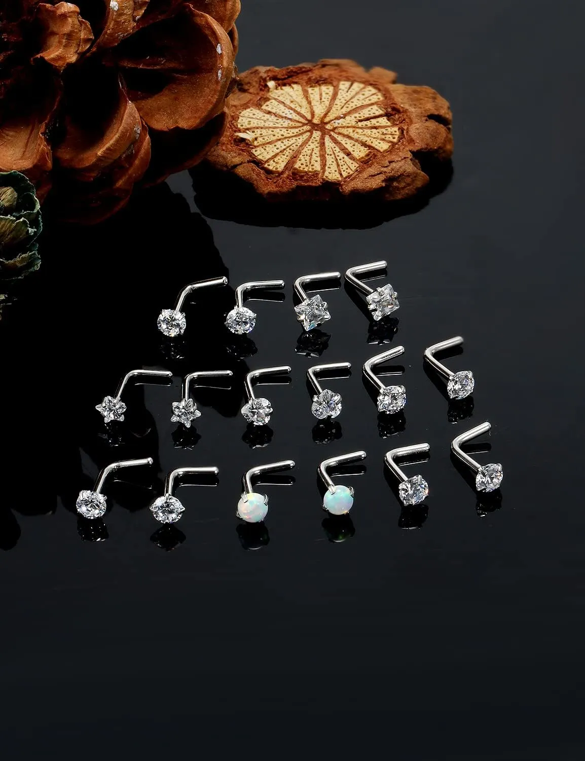 Kridzisw 20G 18G 16G Push in Flat Back Nose Rings Studs Lip Labret Jewelry Hypoallergenic 316L Stainless Steel Tragus Cartilage Helix Earrings Piercing Jewelry for Women Men 6mm 7mm 8mm Bars