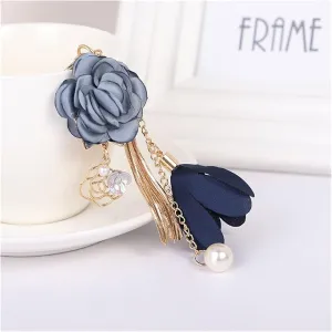 KUYWLMKMZZ Keychain Pink Flower Tassel Chain, Petals Imitation Pearl, Exquisite Keychain Girl Bag Pendant Small Jewelry Gift (Color : B)