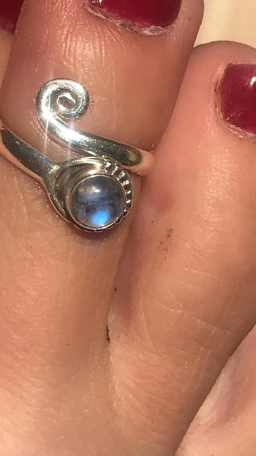 Labradorite Stone Toe Ring 925 Sterling Silver Ring Feet Body Jewellery Handame Toe Ring Gemstone Adjustable Toering For Girls Women Gift Jewellery Labradorite Stone Ring Midi Ring