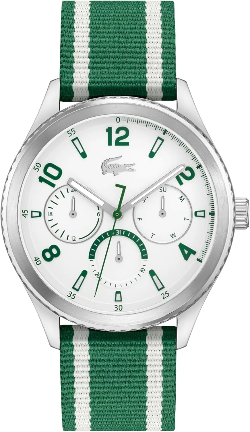 Lacoste Men's Deuce Quartz Multifunction Water-Resistant Chronograph Watch with Recycled Ocean Waste Strap, Model: 2011289