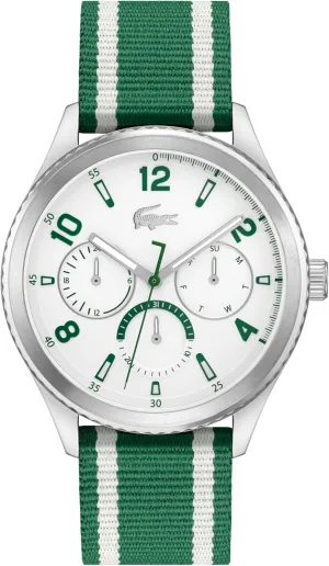 Lacoste Men's Deuce Quartz Multifunction Water-Resistant Chronograph Watch with Recycled Ocean Waste Strap, Model: 2011289