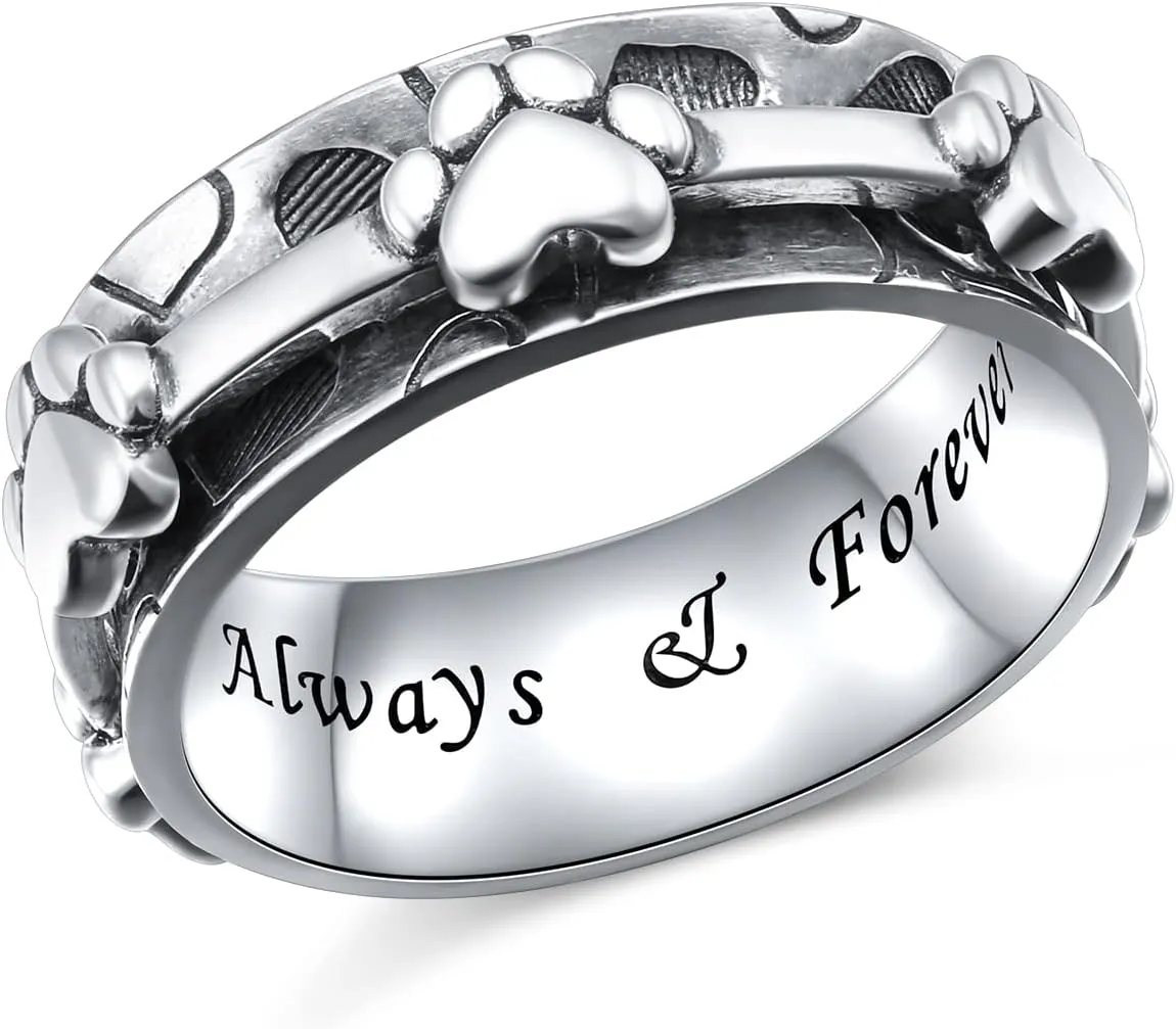 Ladytree Anxiety Relieve Rings 925 Sterling Silver Spinner Fidget Ring Worry Stress Relieving Boredom ADHD Autism Ring Platinum Plated Jewelry Birthday Gifts for Women Men
