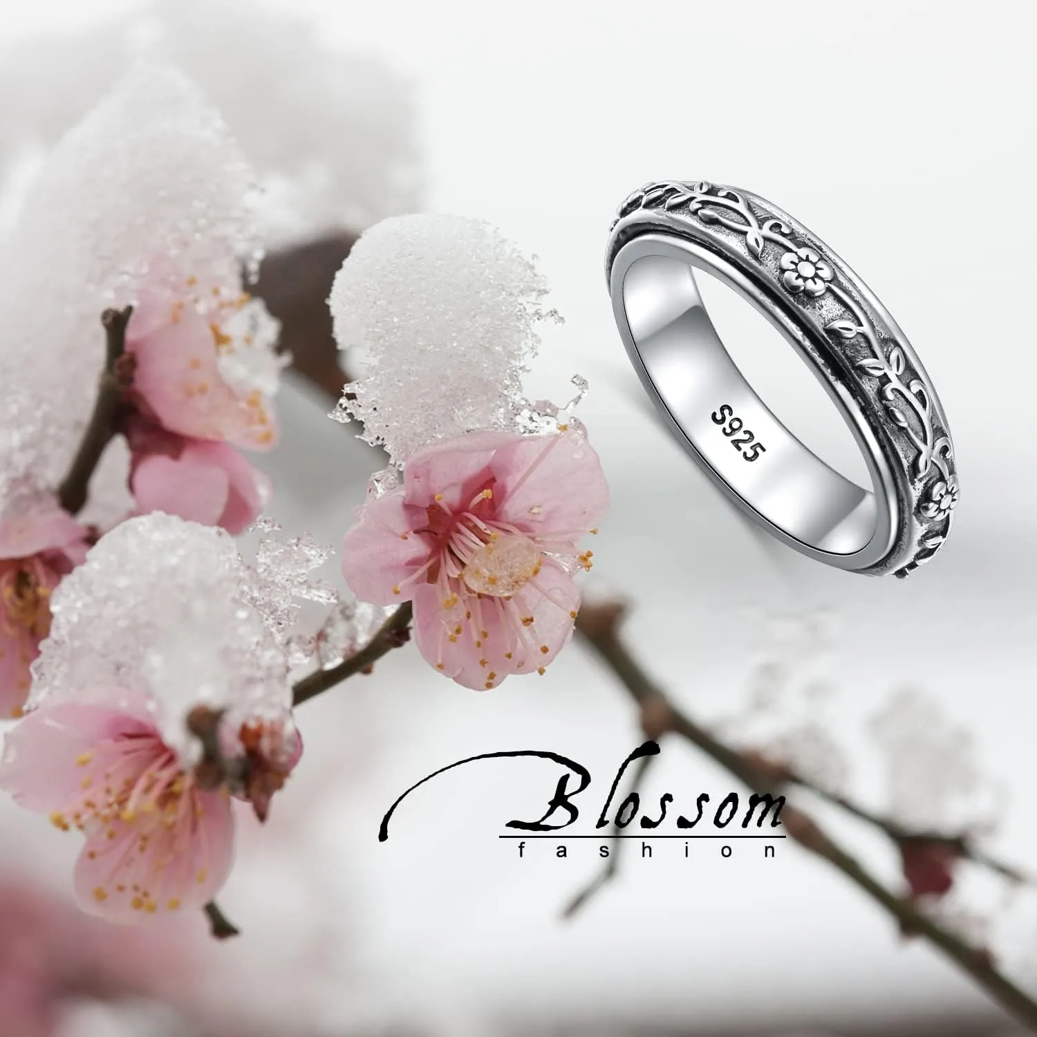 Ladytree Anxiety Relieve Rings 925 Sterling Silver Spinner Fidget Ring Worry Stress Relieving Boredom ADHD Autism Ring Platinum Plated Jewelry Birthday Gifts for Women Men