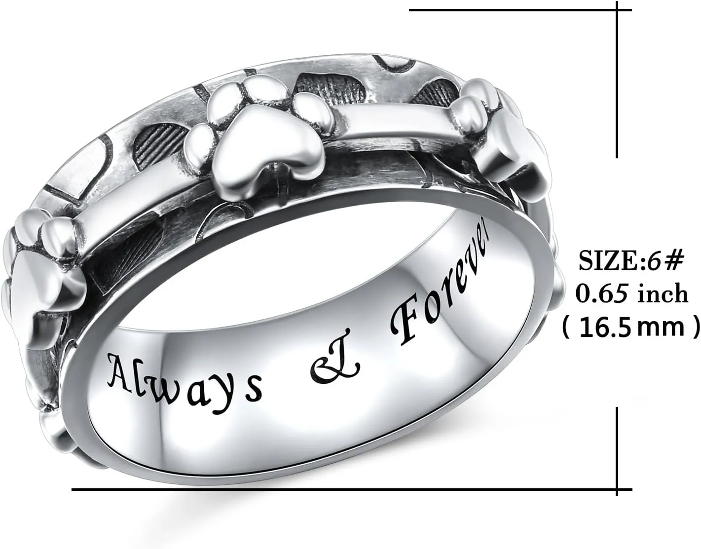 Ladytree Anxiety Relieve Rings 925 Sterling Silver Spinner Fidget Ring Worry Stress Relieving Boredom ADHD Autism Ring Platinum Plated Jewelry Birthday Gifts for Women Men