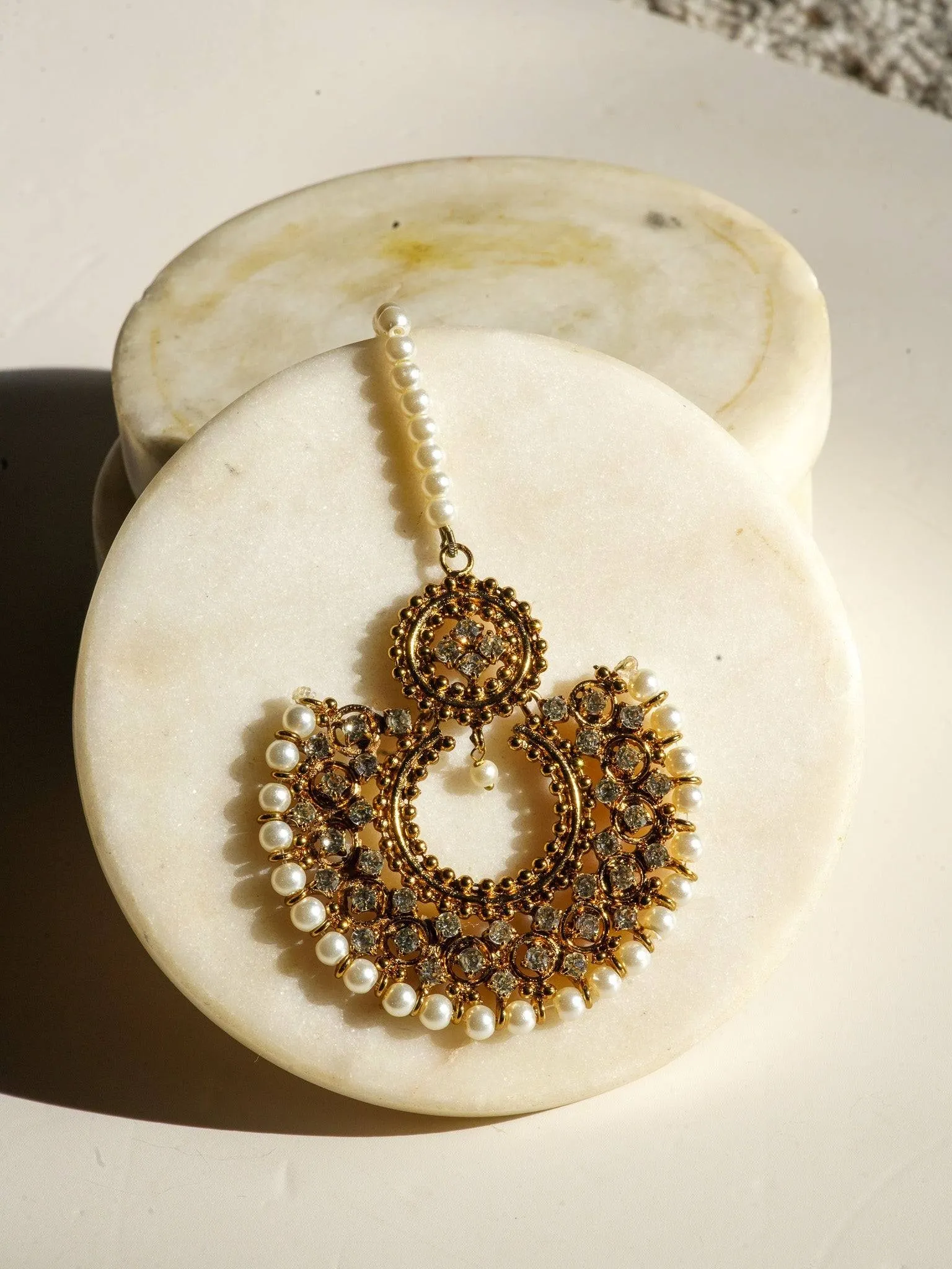 Laila - Handcrafted Chandbali Earrings and Maang Tikka Set