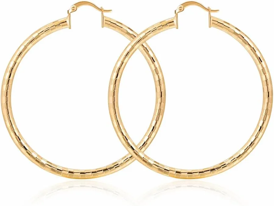 LANG XUAN 18K Gold Plated Hoop Earrings for women Trendy Twisted Huggie Hoops Earrings Lightweight Large Chunky Earrings 925 Sterling Silver Boho Jewelry for Teen Gift