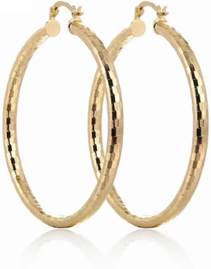 LANG XUAN 18K Gold Plated Hoop Earrings for women Trendy Twisted Huggie Hoops Earrings Lightweight Large Chunky Earrings 925 Sterling Silver Boho Jewelry for Teen Gift