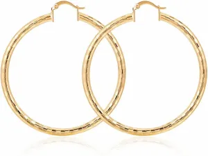 LANG XUAN 18K Gold Plated Hoop Earrings for women Trendy Twisted Huggie Hoops Earrings Lightweight Large Chunky Earrings 925 Sterling Silver Boho Jewelry for Teen Gift