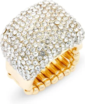Lavencious Half Cube Shape with Crystals Stretch Rings Statement Rings Free Size for Women
