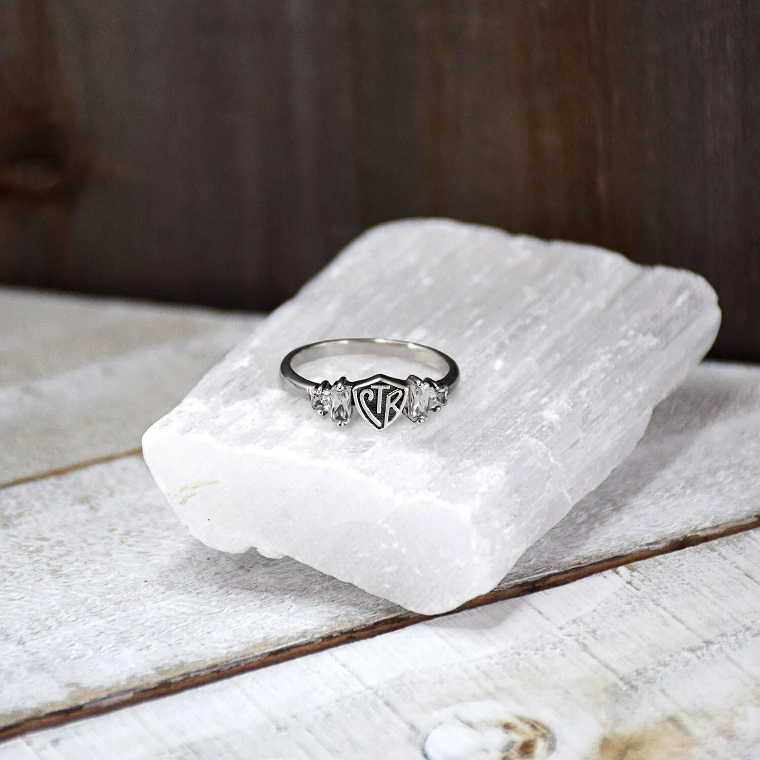LDS Womens 0.925 Sterling Silver Baguette CTR Choose the Right Ring - LDS Rings, Womens CTR Ring