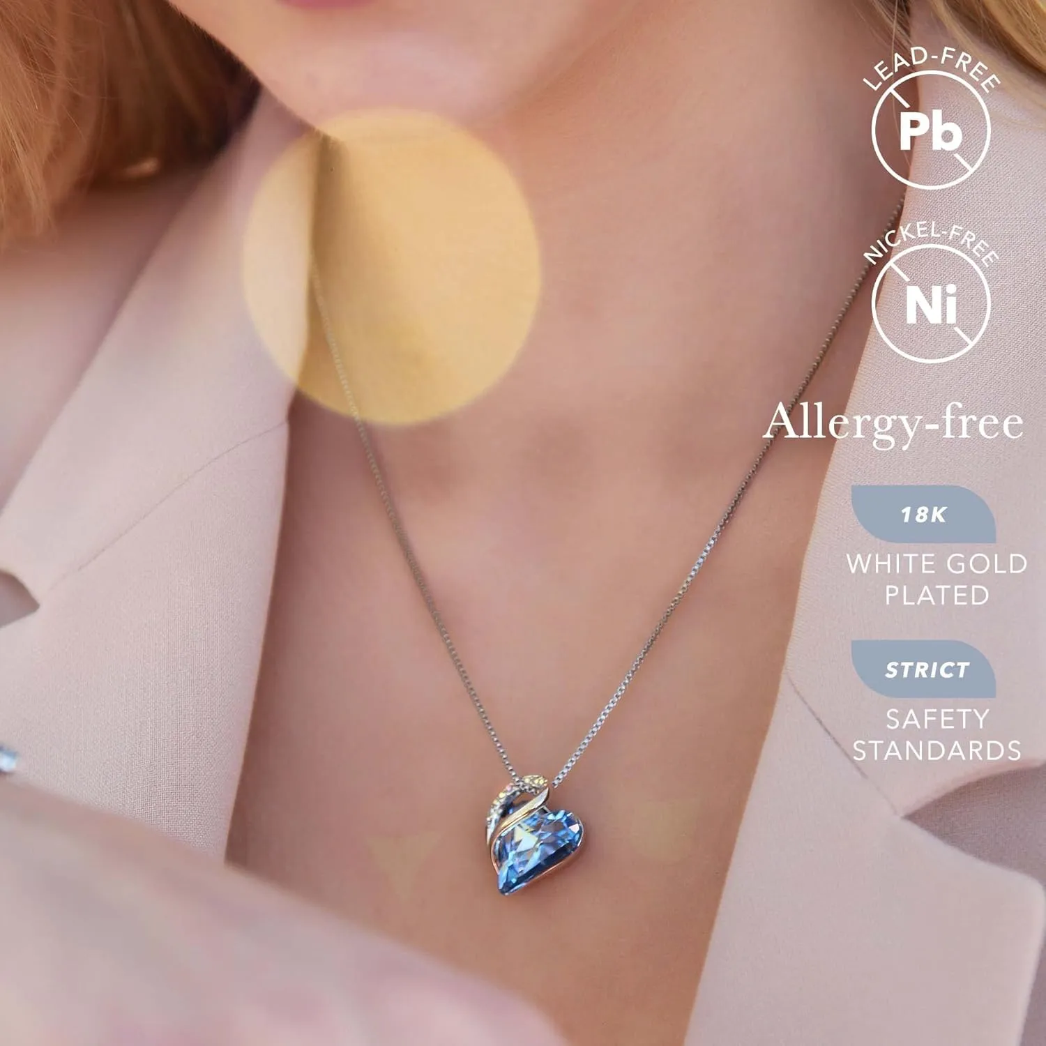 Leafael Mothers Day Gift Necklaces for Women, Infinity Love Heart Pendant with Birthstone Crystals, Silver Plated 18 plus 2 inch Chain, Birthday Jewelry for Mom and Wife