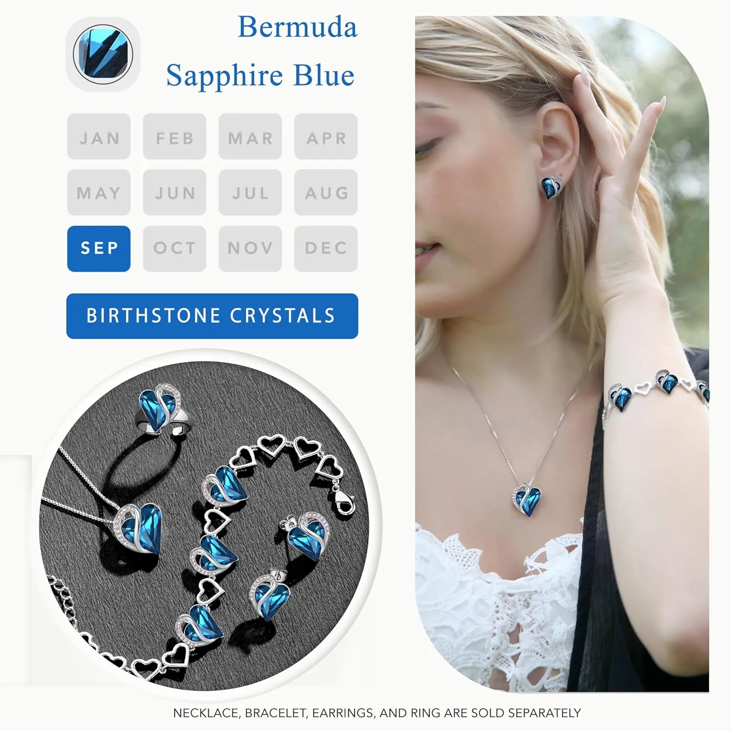Leafael Mothers Day Gift Necklaces for Women, Infinity Love Heart Pendant with Birthstone Crystals, Silver Plated 18 plus 2 inch Chain, Birthday Jewelry for Mom and Wife