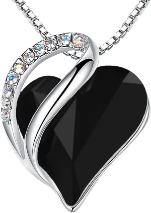 Leafael Mothers Day Gift Necklaces for Women, Infinity Love Heart Pendant with Birthstone Crystals, Silver Plated 18 plus 2 inch Chain, Birthday Jewelry for Mom and Wife