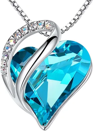Leafael Mothers Day Gift Necklaces for Women, Infinity Love Heart Pendant with Birthstone Crystals, Silver Plated 18 plus 2 inch Chain, Birthday Jewelry for Mom and Wife