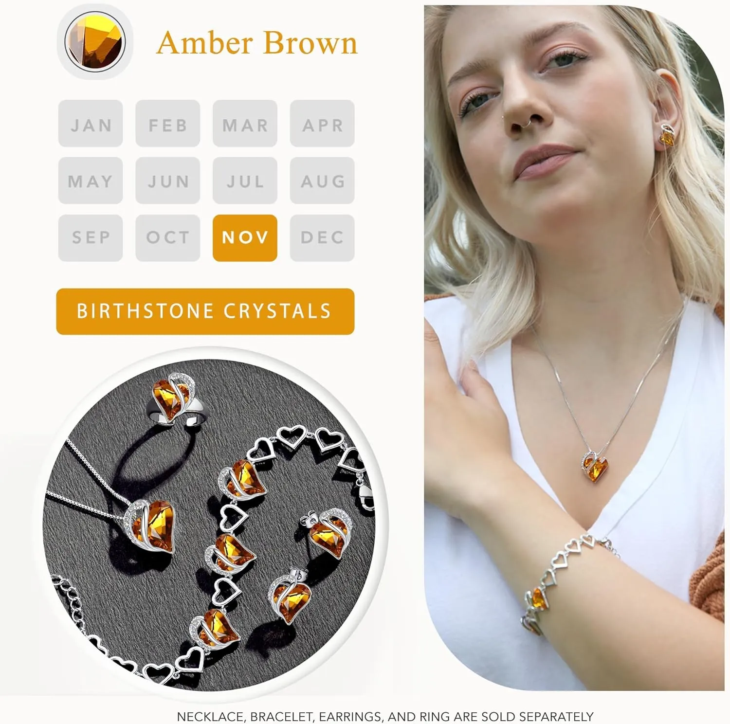 Leafael Mothers Day Gift Necklaces for Women, Infinity Love Heart Pendant with Birthstone Crystals, Silver Plated 18 plus 2 inch Chain, Birthday Jewelry for Mom and Wife