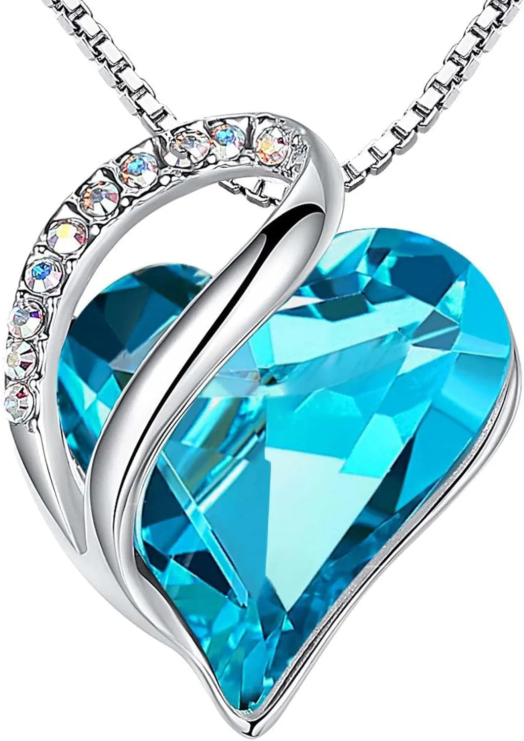 Leafael Mothers Day Gift Necklaces for Women, Infinity Love Heart Pendant with Birthstone Crystals, Silver Plated 18 plus 2 inch Chain, Birthday Jewelry for Mom and Wife