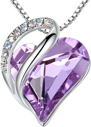 Leafael Mothers Day Gift Necklaces for Women, Infinity Love Heart Pendant with Birthstone Crystals, Silver Plated 18 plus 2 inch Chain, Birthday Jewelry for Mom and Wife