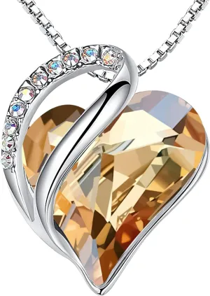 Leafael Mothers Day Gift Necklaces for Women, Infinity Love Heart Pendant with Birthstone Crystals, Silver Plated 18 plus 2 inch Chain, Birthday Jewelry for Mom and Wife