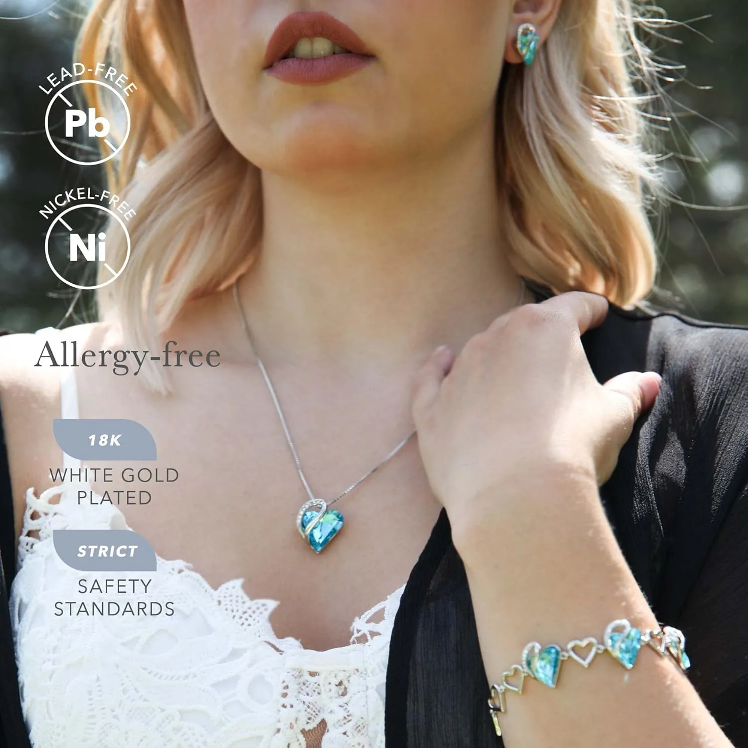 Leafael Mothers Day Gift Necklaces for Women, Infinity Love Heart Pendant with Birthstone Crystals, Silver Plated 18 plus 2 inch Chain, Birthday Jewelry for Mom and Wife