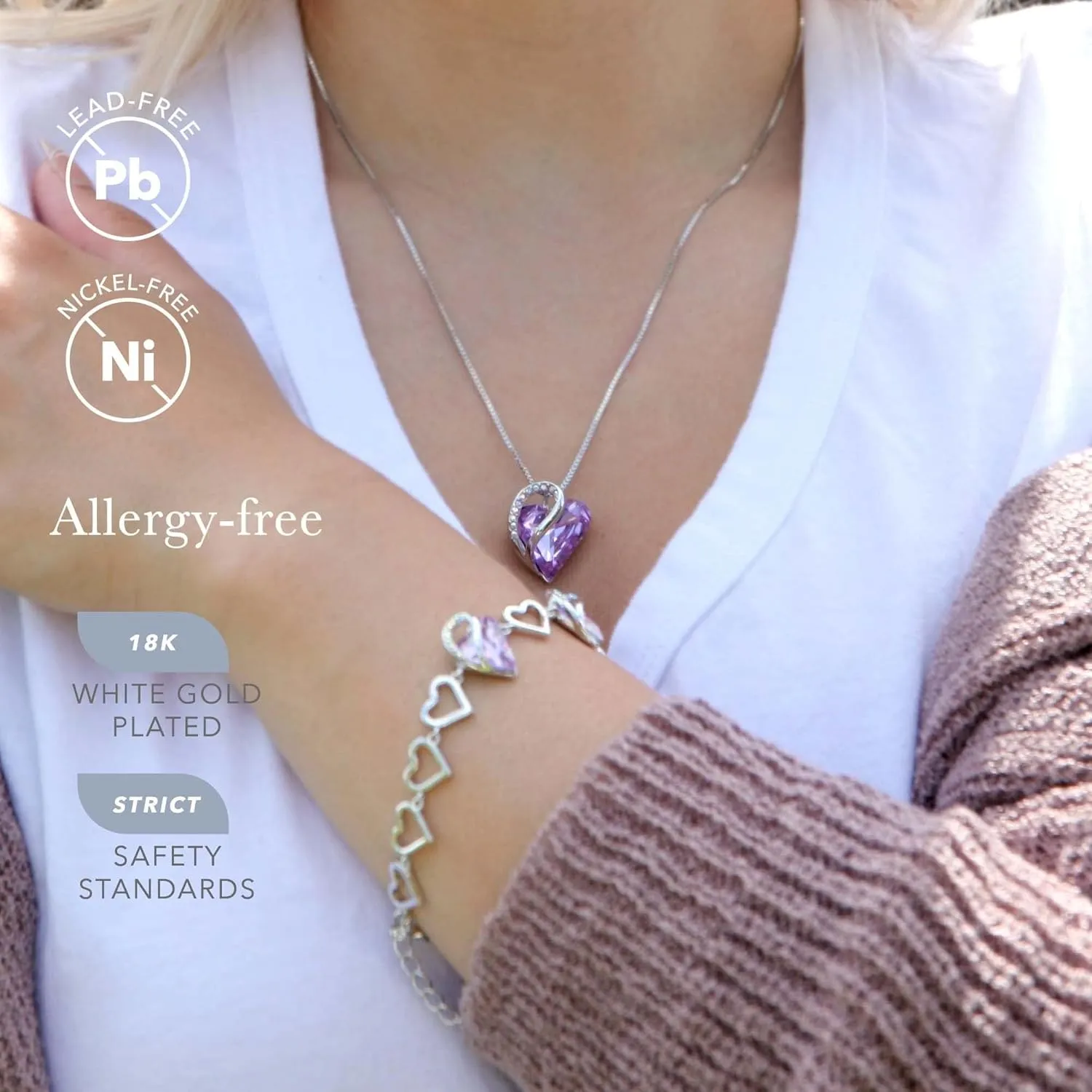 Leafael Mothers Day Gift Necklaces for Women, Infinity Love Heart Pendant with Birthstone Crystals, Silver Plated 18 plus 2 inch Chain, Birthday Jewelry for Mom and Wife