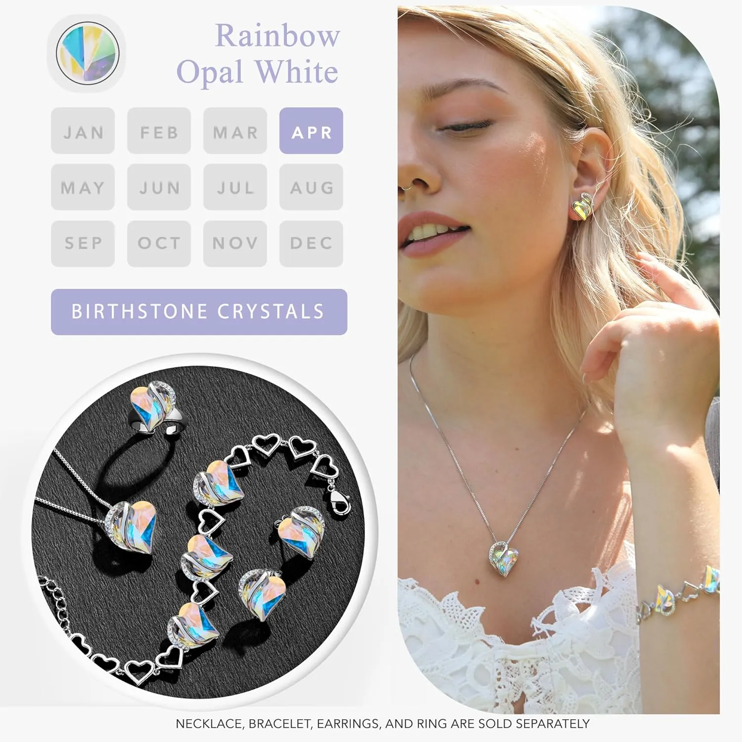 Leafael Mothers Day Gift Necklaces for Women, Infinity Love Heart Pendant with Birthstone Crystals, Silver Plated 18 plus 2 inch Chain, Birthday Jewelry for Mom and Wife