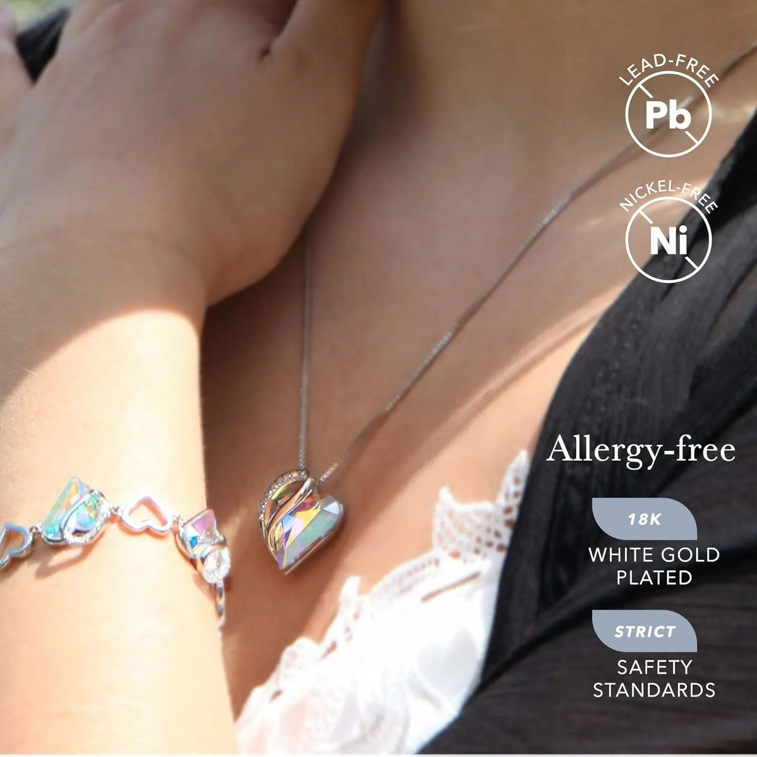 Leafael Mothers Day Gift Necklaces for Women, Infinity Love Heart Pendant with Birthstone Crystals, Silver Plated 18 plus 2 inch Chain, Birthday Jewelry for Mom and Wife