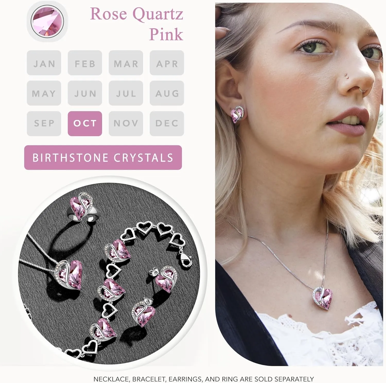 Leafael Mothers Day Gift Necklaces for Women, Infinity Love Heart Pendant with Birthstone Crystals, Silver Plated 18 plus 2 inch Chain, Birthday Jewelry for Mom and Wife