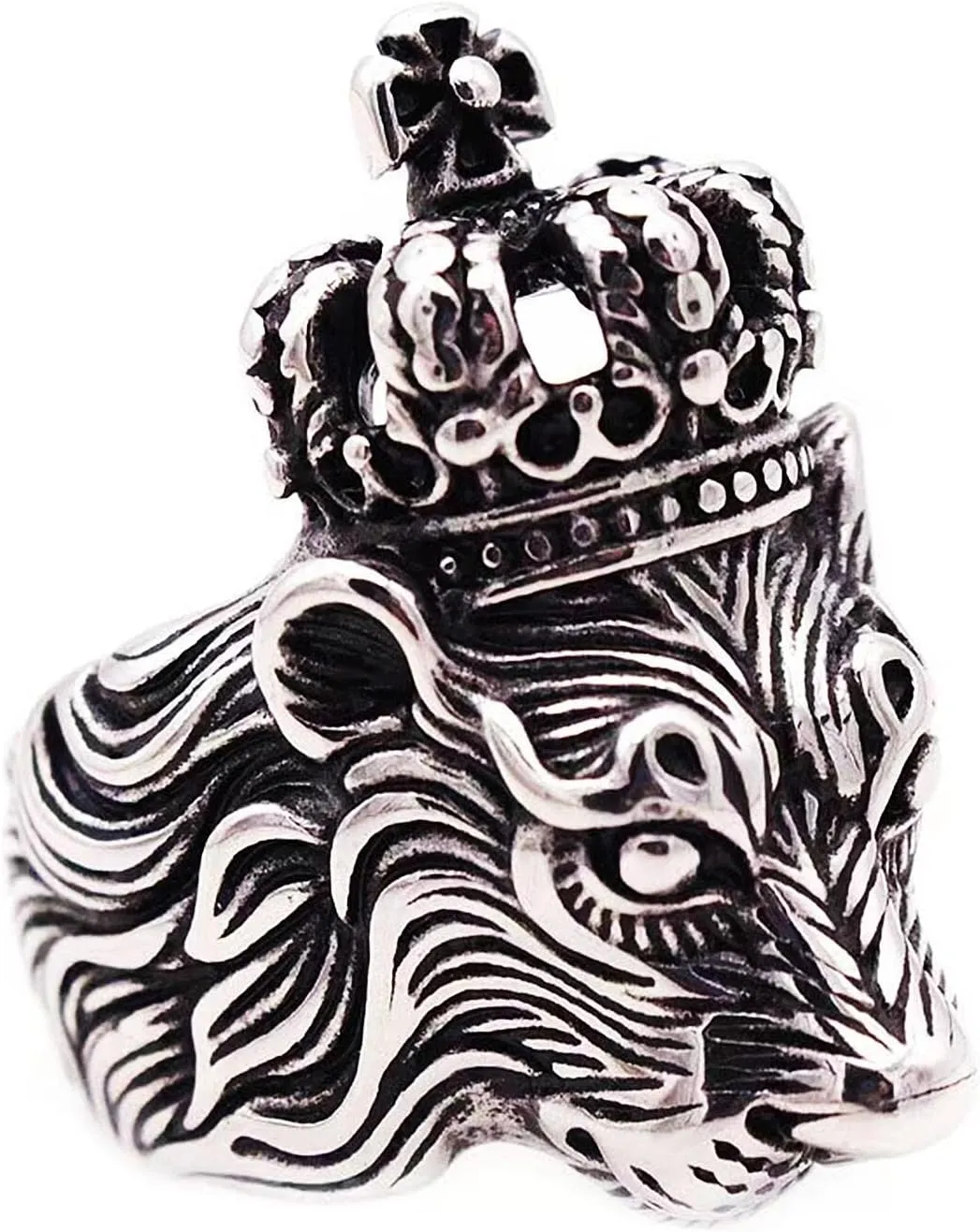 Leo Crown Rings for men 3D Lion King Style Simba Hip Hop Heavy Metal Cocktail Party Ring Vintage animal Biker 316 Stainless Steel Rings Iced Out Jewelry Punk Ring mens fashion rings Gift for boys