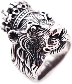 Leo Crown Rings for men 3D Lion King Style Simba Hip Hop Heavy Metal Cocktail Party Ring Vintage animal Biker 316 Stainless Steel Rings Iced Out Jewelry Punk Ring mens fashion rings Gift for boys