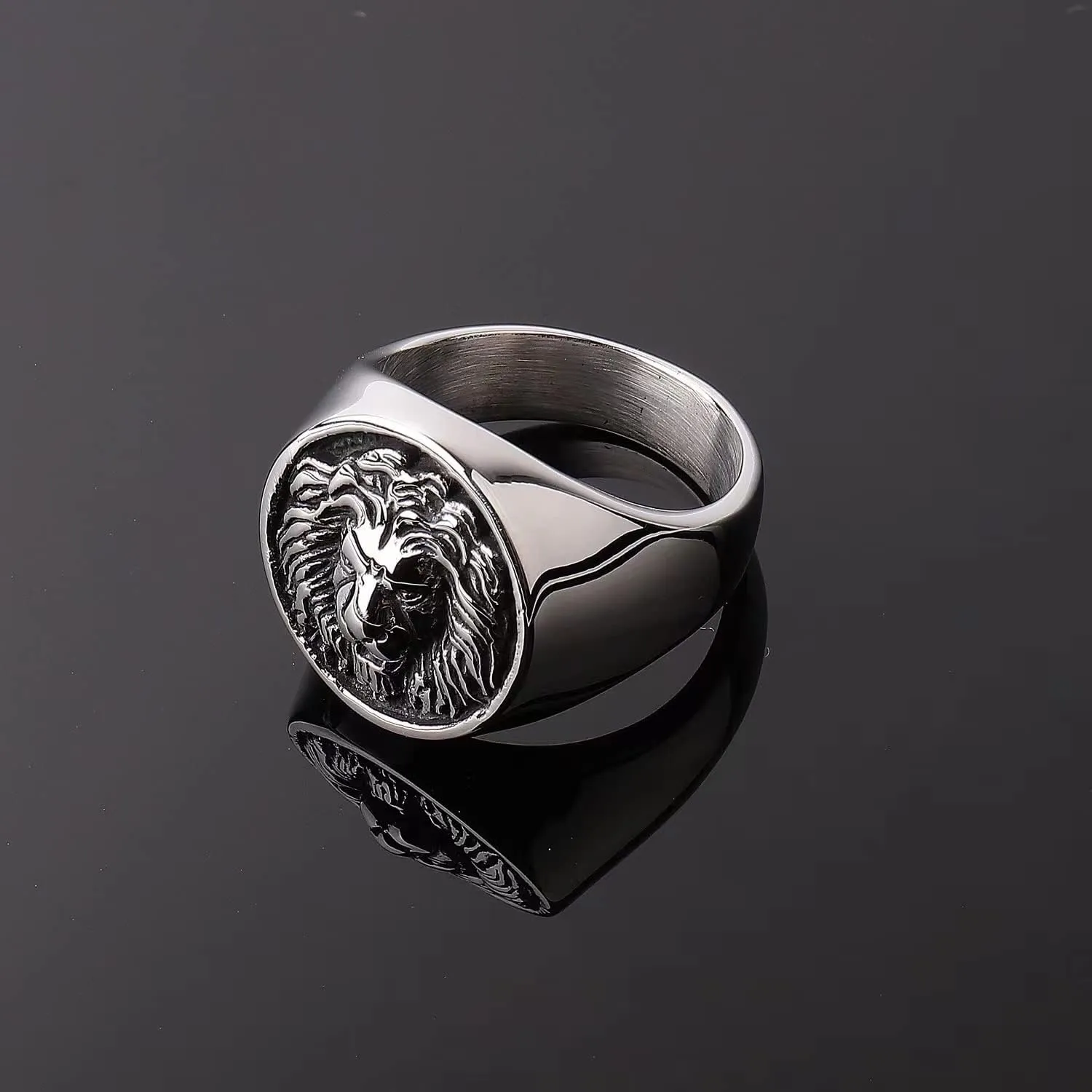 Leo Rings for men Lion King Style Simba Hip Hop Heavy Metal Cocktail Party Ring Vintage animal Biker 316 Stainless Steel Rings Iced Out Jewelry Punk Ring mens fashion rings