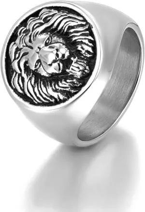 Leo Rings for men Lion King Style Simba Hip Hop Heavy Metal Cocktail Party Ring Vintage animal Biker 316 Stainless Steel Rings Iced Out Jewelry Punk Ring mens fashion rings