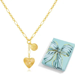 LILIE&WHITE Gold Necklace For Women Leaf Sun Pendants Heart Pendant Necklace Sun Pendant Necklace Gold Star Pendant Necklace Gold Chain Necklace Fashion Unique Jewelry