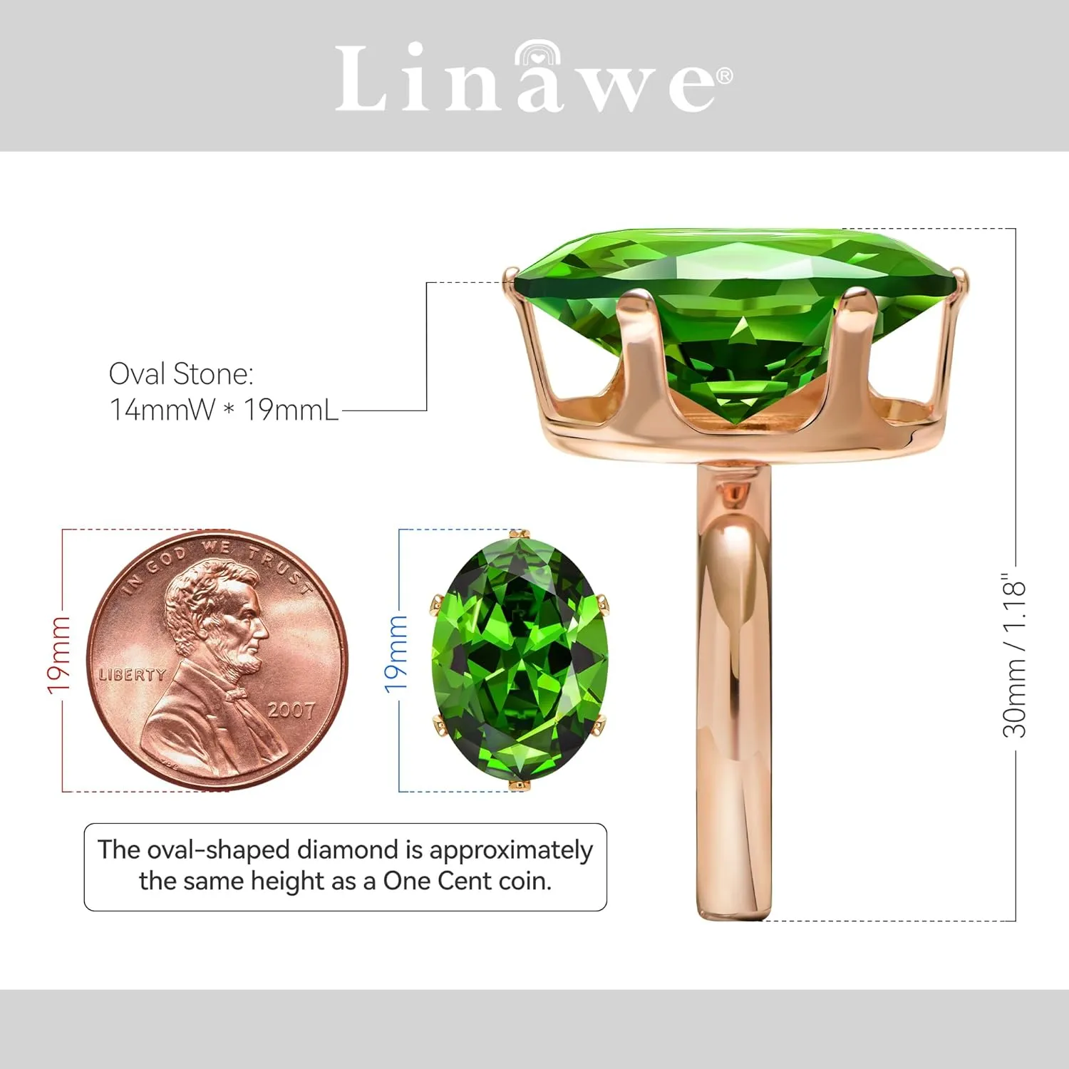 Linawe Cubic Zirconia Imitation Diamond Moissanite Rings for Women, 14K Gold/Rose Gold/Silver Adjustable Chunky Ring, Costume Rhinestone Jewelry for Wedding Engagement