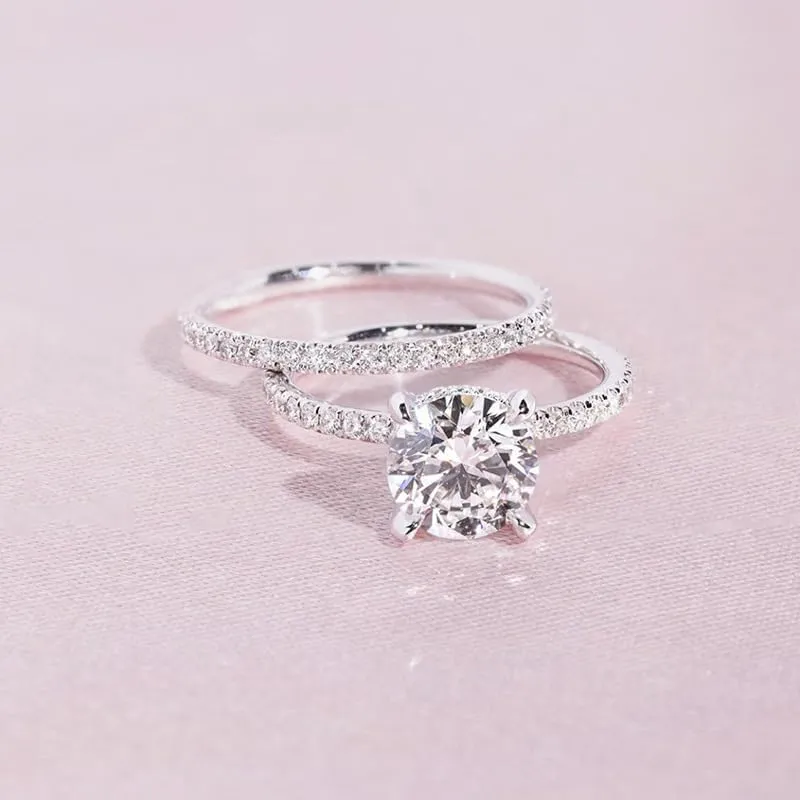 LIOYSIUT Platinum Plated Simulated Diamond Engagement Rings Set Princess Wedding Rings for Women Brilliant Cubic Zirconia Big Engagement Bridal Sets 925 Sterling Silver Promise Rings Set Size 7