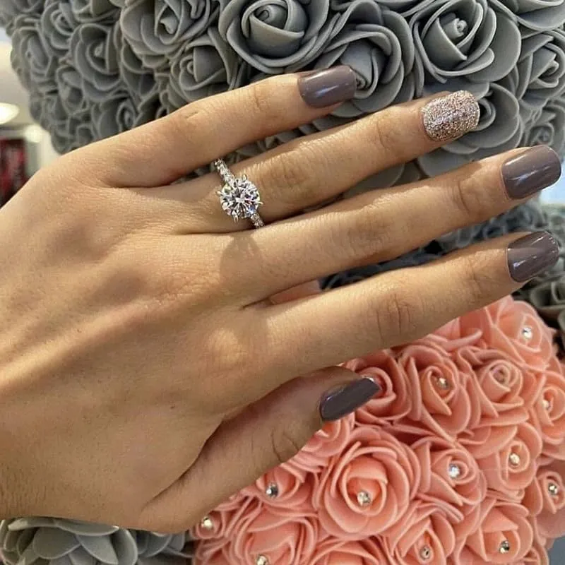 LIOYSIUT Platinum Plated Simulated Diamond Engagement Rings Set Princess Wedding Rings for Women Brilliant Cubic Zirconia Big Engagement Bridal Sets 925 Sterling Silver Promise Rings Set Size 7