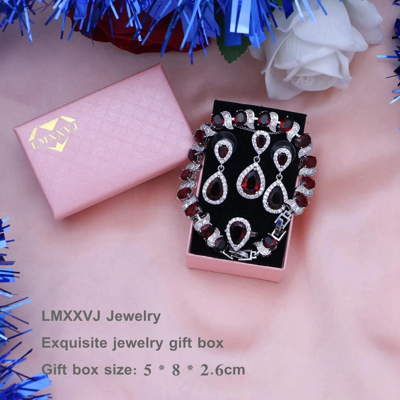 LMXXVJ Teardrop Jewelry Set for WomenNecklace Earrings Adjustable Ring Bracelet Set Fashion Formal Platinum/Gold/Rose Gold Jewelry Gift Girl/Mom/Wife/Grandmother/Best Friend/Aunt