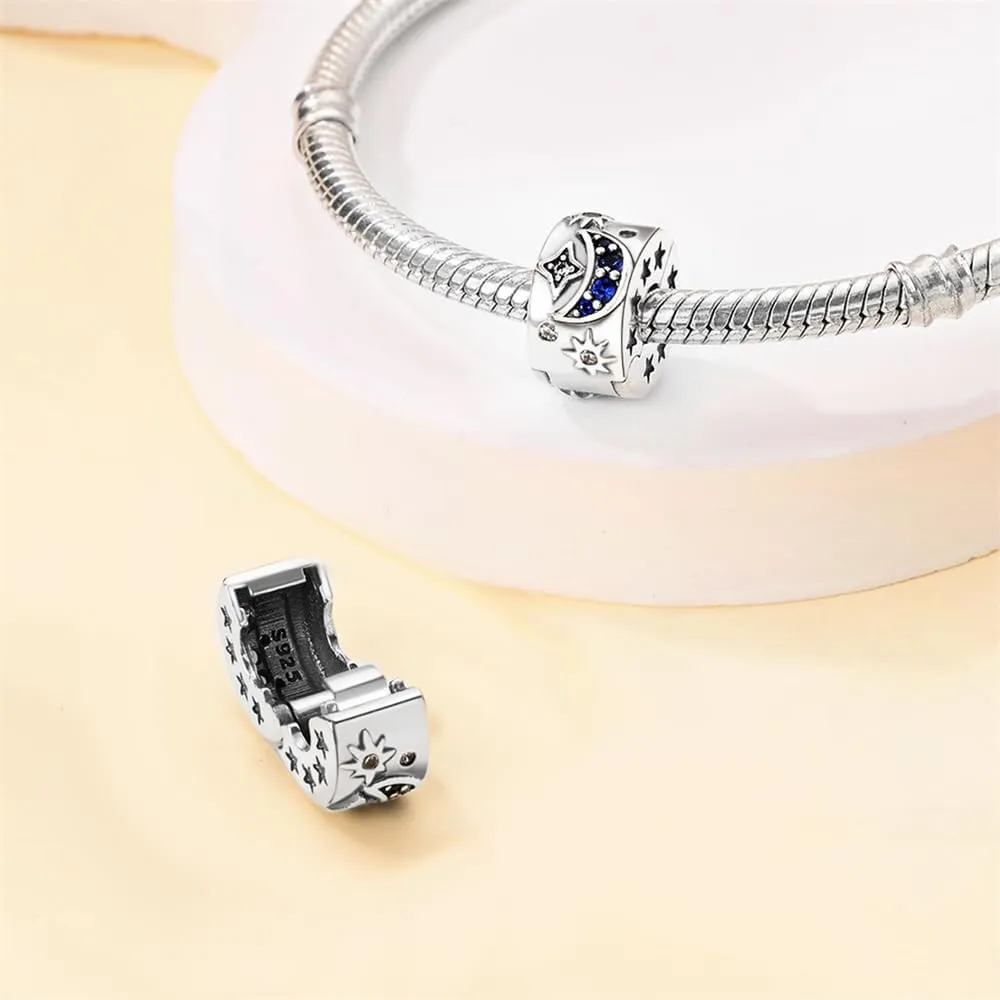 LNQOBU Clip/Stopper Beads Charms for Bracelets & Necklaces 925 Sterling Silver for Pandora Snake Chain Bracelets Jewelry Gift for Women