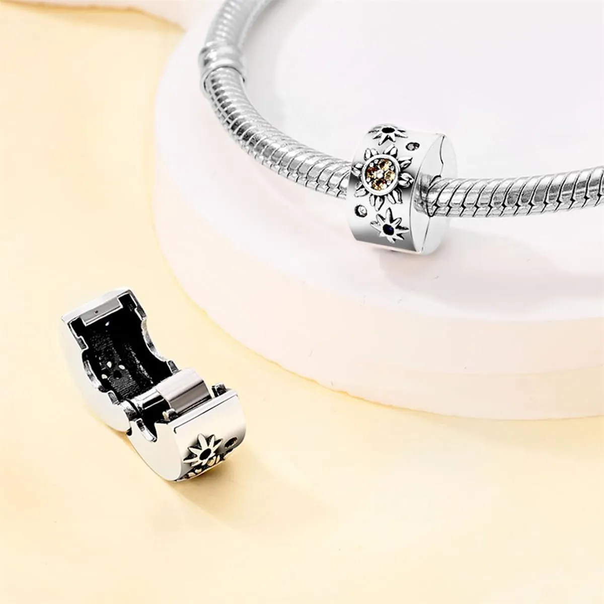 LNQOBU Clip/Stopper Beads Charms for Bracelets & Necklaces 925 Sterling Silver for Pandora Snake Chain Bracelets Jewelry Gift for Women