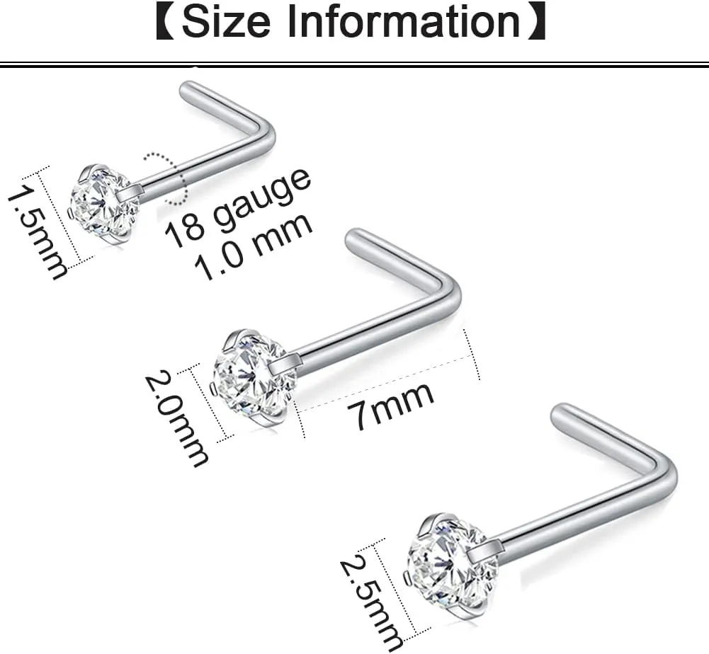 Longita Nose Studs 18g 20g 22g - Silver & Gold Nose Rings & Screws