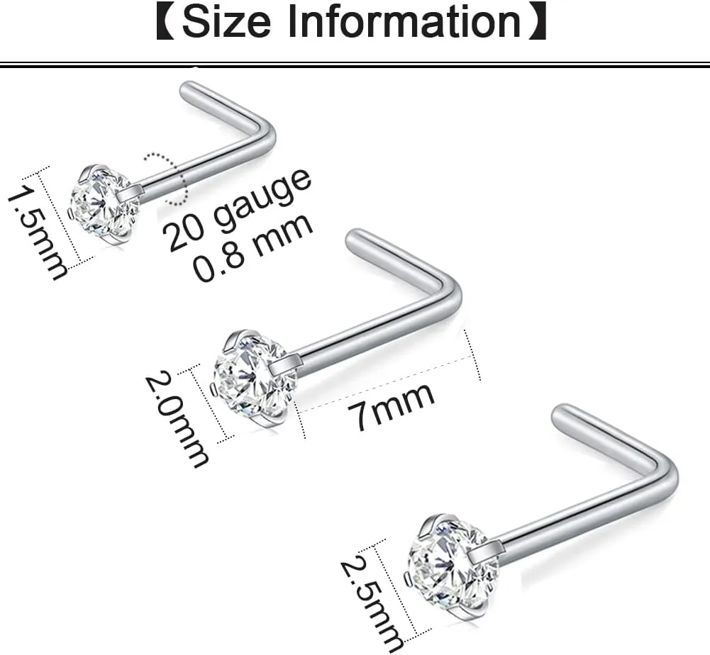 Longita Nose Studs 18g 20g 22g - Silver & Gold Nose Rings & Screws