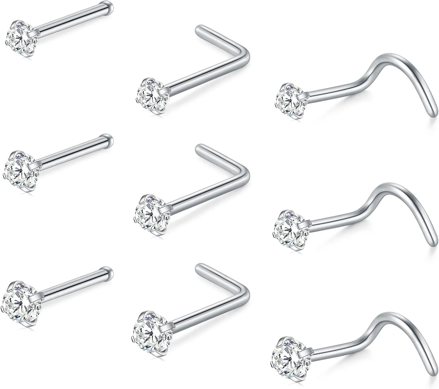 Longita Nose Studs 18g 20g 22g - Silver & Gold Nose Rings & Screws
